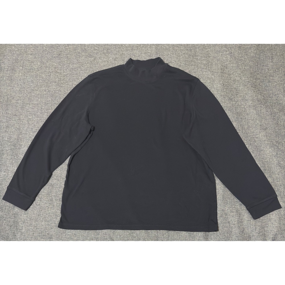 Croft & Barrow Mens XXL Mock Neck Shirt Black Long Sleeve Easy Care